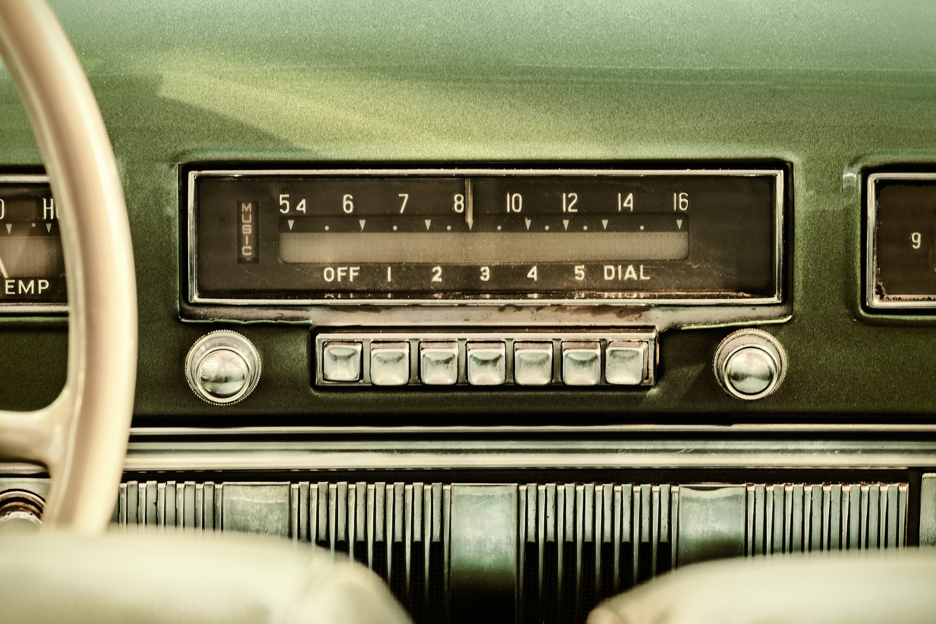 Retro styled image of an old car radio